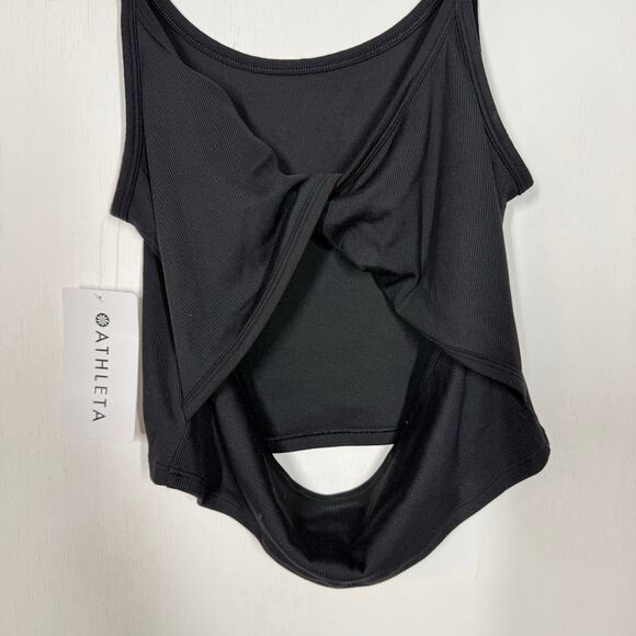 NEW Athleta Powervita Rib Twist Tank Top Plus 1X Black Yoga Workout Athletic - Picture 6 of 10